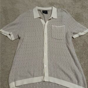 Abercrombie & Fitch Cream Knit Polo Cardigan